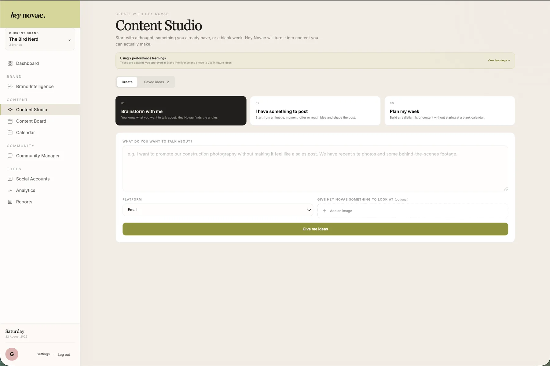Hey Novae Content Studio
